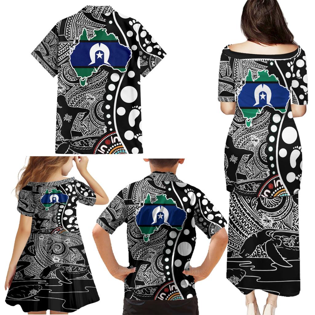 Torest Trait Islands Map Mix Aboriginal Pattern Family Matching Puletasi and Hawaiian Shirt