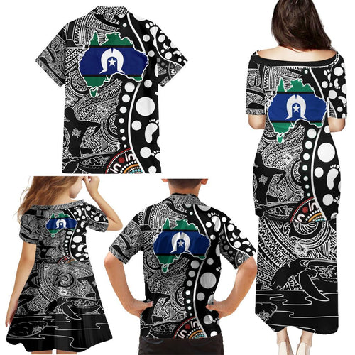 Torest Trait Islands Map Mix Aboriginal Pattern Family Matching Puletasi and Hawaiian Shirt