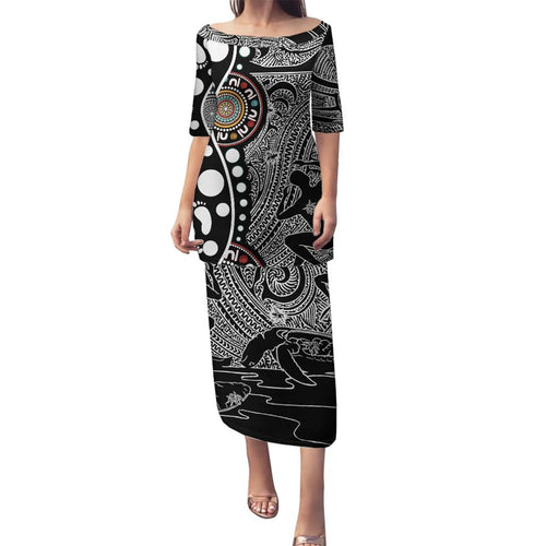 Torest Trait Islands Map Mix Aboriginal Pattern Family Matching Puletasi and Hawaiian Shirt