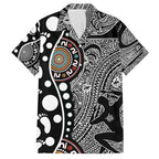 Torest Trait Islands Map Mix Aboriginal Pattern Family Matching Short Sleeve Bodycon Dress and Hawaiian Shirt