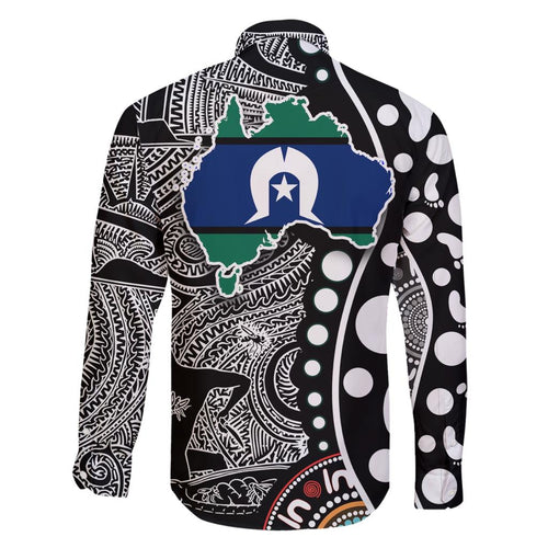 Torest Trait Islands Map Mix Aboriginal Pattern Family Matching Short Sleeve Bodycon Dress and Hawaiian Shirt