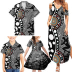 Torest Trait Islands Map Mix Aboriginal Pattern Family Matching Summer Maxi Dress and Hawaiian Shirt