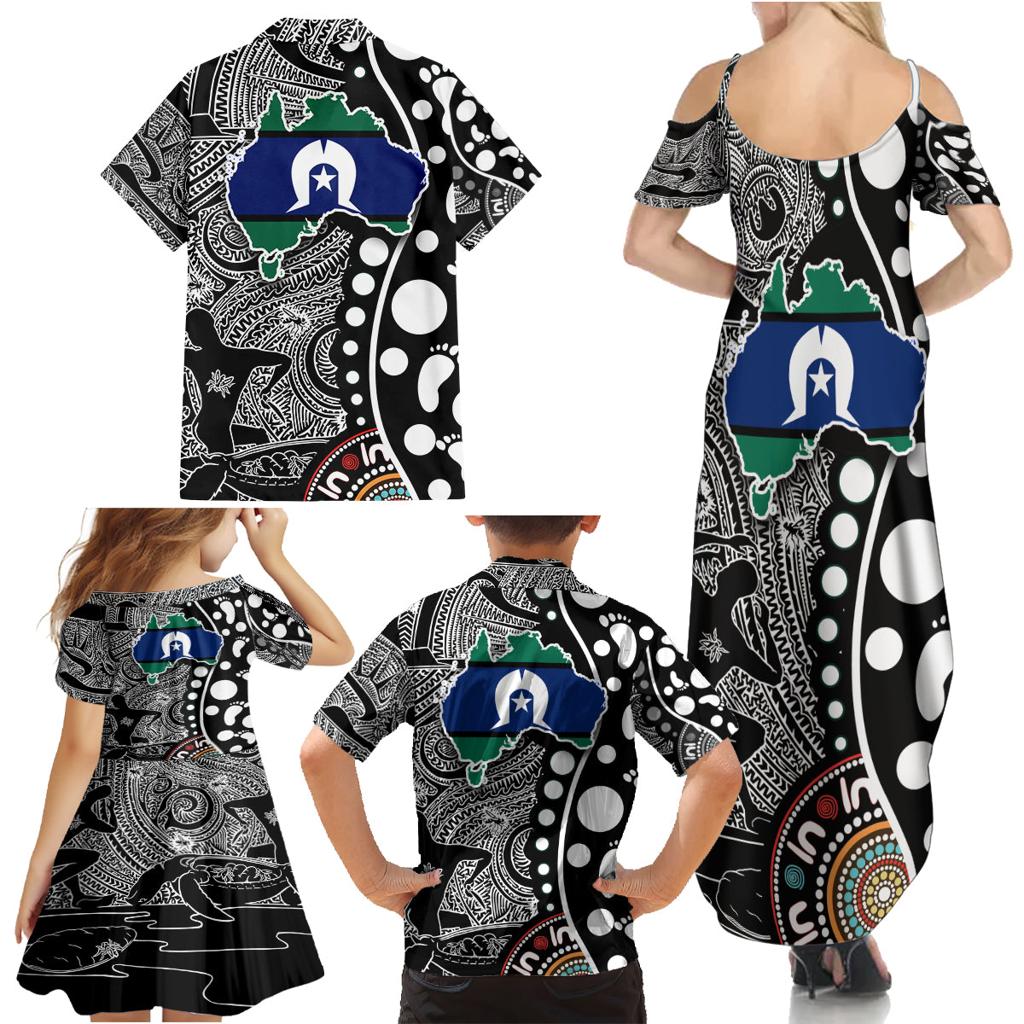 Torest Trait Islands Map Mix Aboriginal Pattern Family Matching Summer Maxi Dress and Hawaiian Shirt