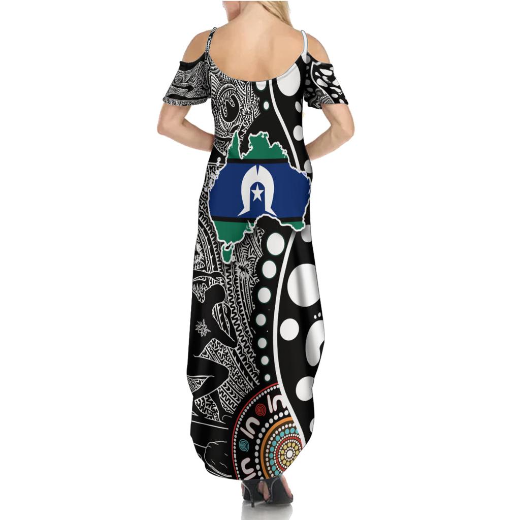 Torest Trait Islands Map Mix Aboriginal Pattern Family Matching Summer Maxi Dress and Hawaiian Shirt