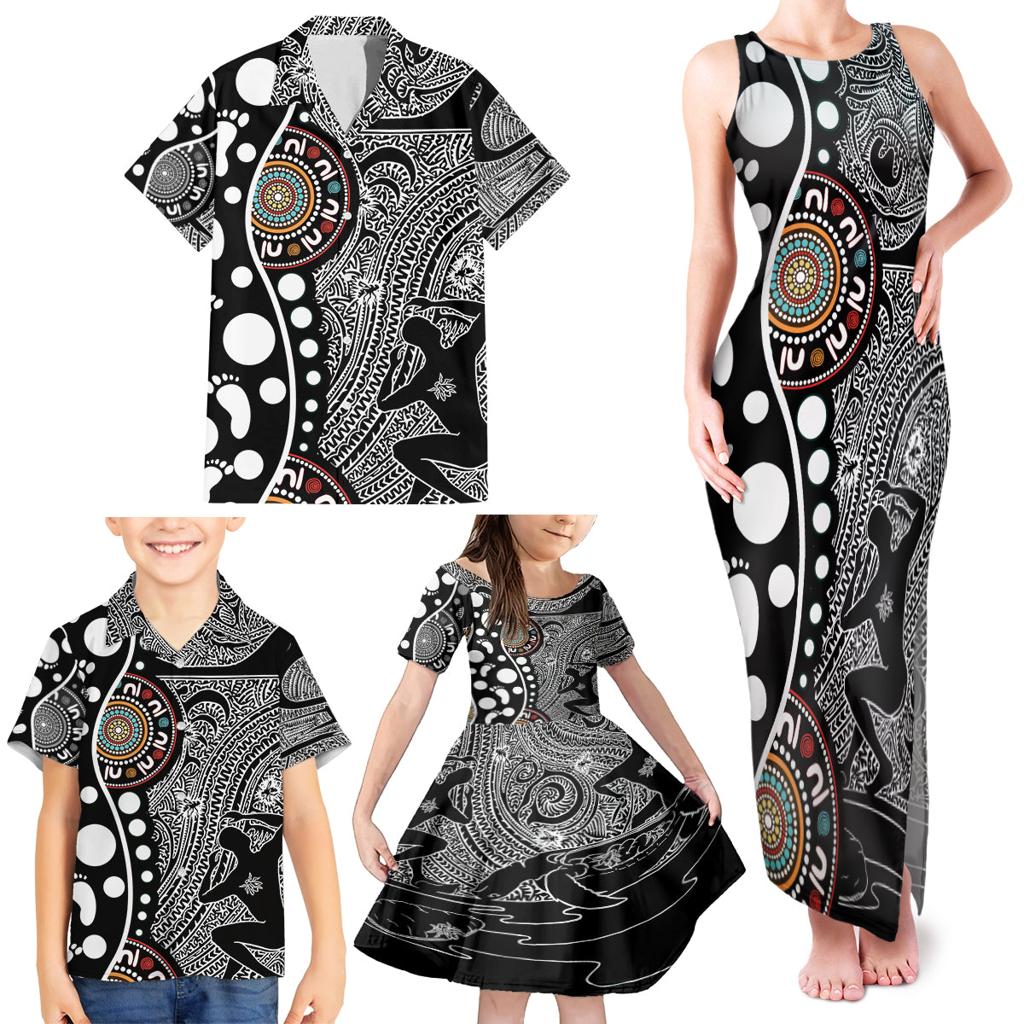 Torest Trait Islands Map Mix Aboriginal Pattern Family Matching Tank Maxi Dress and Hawaiian Shirt