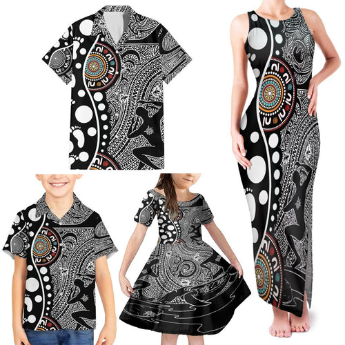 Torest Trait Islands Map Mix Aboriginal Pattern Family Matching Tank Maxi Dress and Hawaiian Shirt