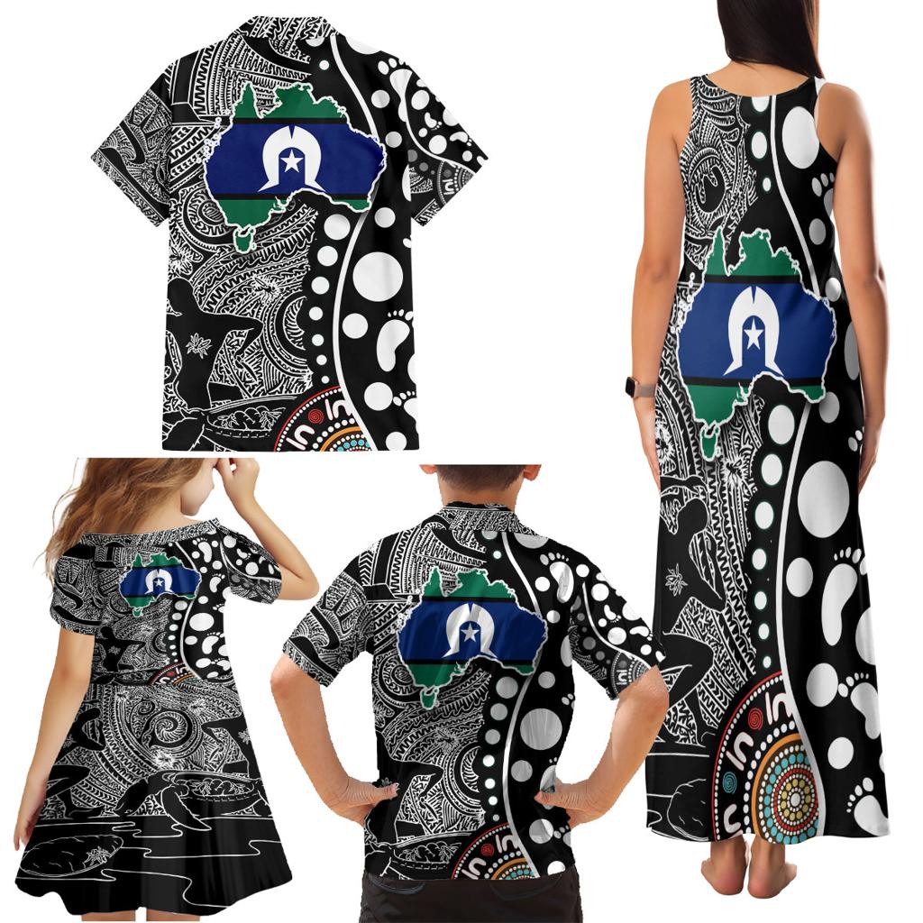 Torest Trait Islands Map Mix Aboriginal Pattern Family Matching Tank Maxi Dress and Hawaiian Shirt