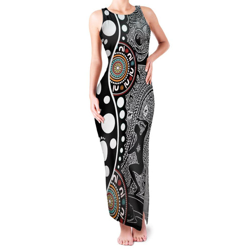 Torest Trait Islands Map Mix Aboriginal Pattern Family Matching Tank Maxi Dress and Hawaiian Shirt