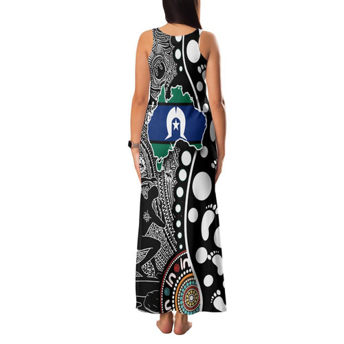 Torest Trait Islands Map Mix Aboriginal Pattern Family Matching Tank Maxi Dress and Hawaiian Shirt