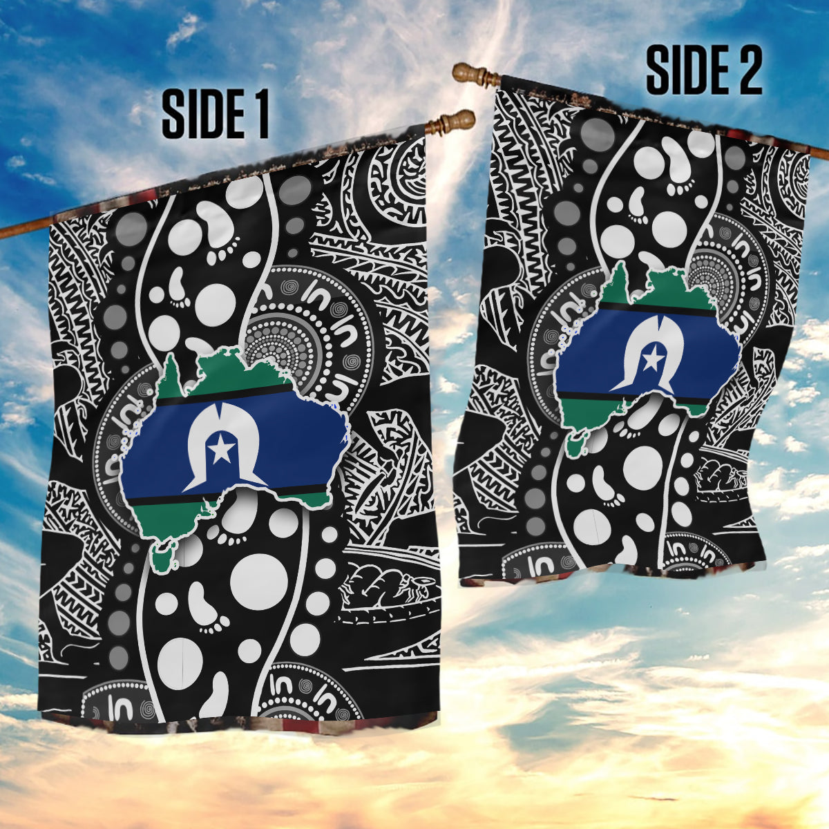 Torest Trait Islands Map Mix Aboriginal Pattern Garden Flag