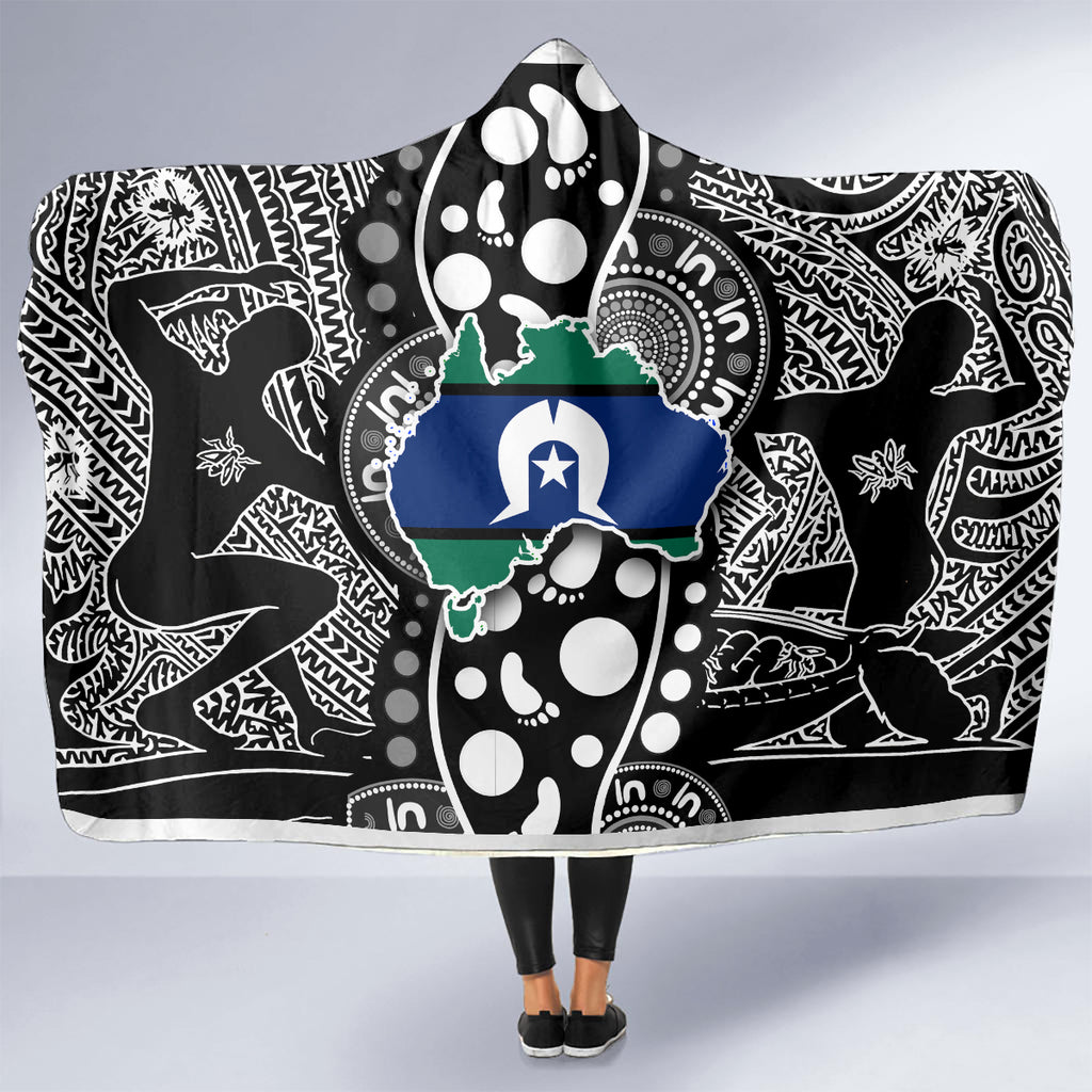 Torest Trait Islands Map Mix Aboriginal Pattern Hooded Blanket