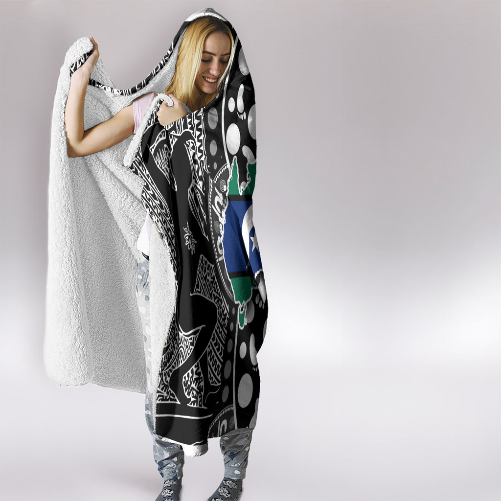 Torest Trait Islands Map Mix Aboriginal Pattern Hooded Blanket