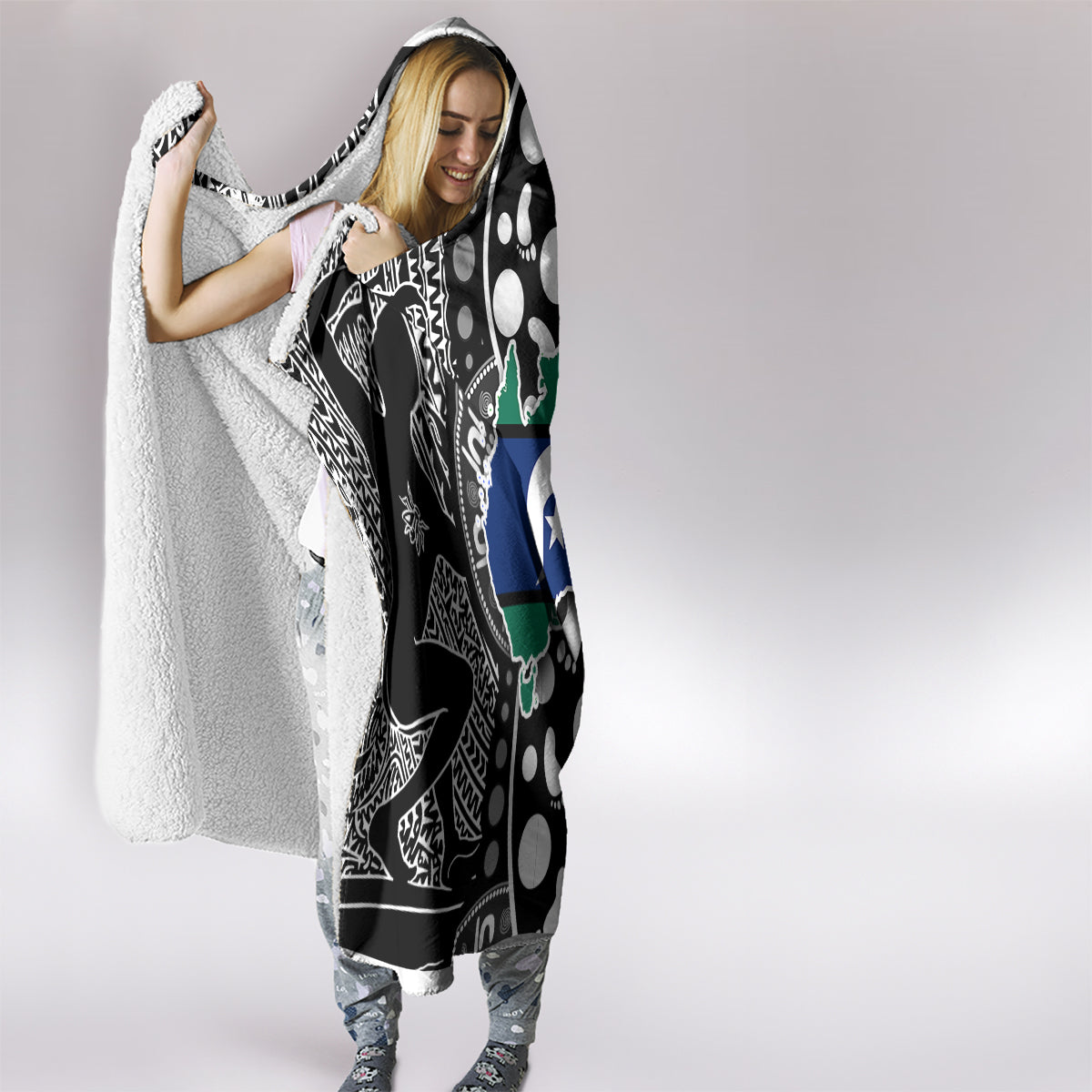 Torest Trait Islands Map Mix Aboriginal Pattern Hooded Blanket