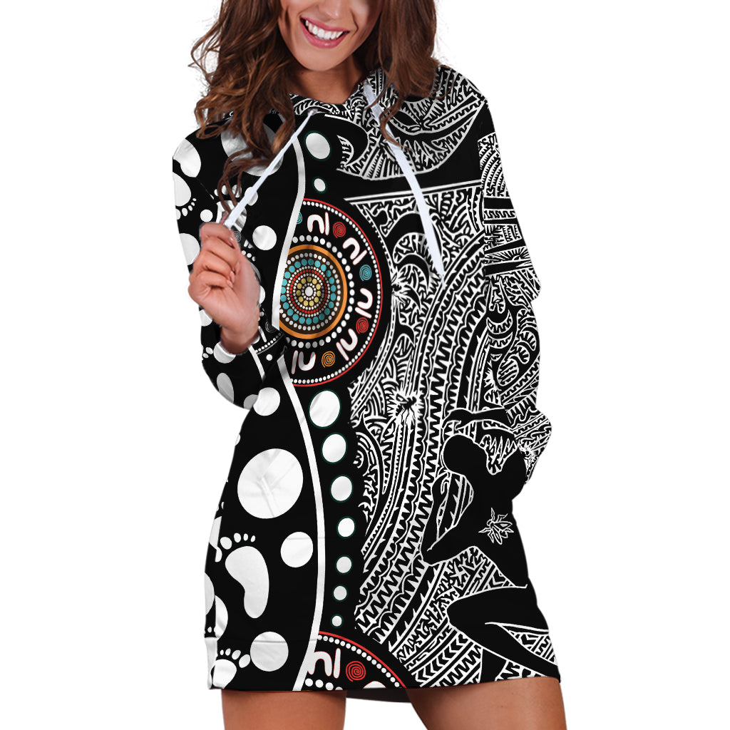 Torest Trait Islands Map Mix Aboriginal Pattern Hoodie Dress