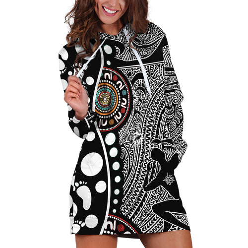 Torest Trait Islands Map Mix Aboriginal Pattern Hoodie Dress