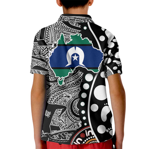 Torest Trait Islands Map Mix Aboriginal Pattern Kid Polo Shirt