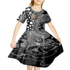 Torest Trait Islands Map Mix Aboriginal Pattern Kid Short Sleeve Dress