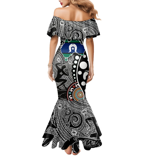 Torest Trait Islands Map Mix Aboriginal Pattern Mermaid Dress