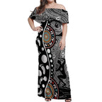 Torest Trait Islands Map Mix Aboriginal Pattern Off Shoulder Maxi Dress