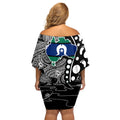 Torest Trait Islands Map Mix Aboriginal Pattern Off Shoulder Short Dress