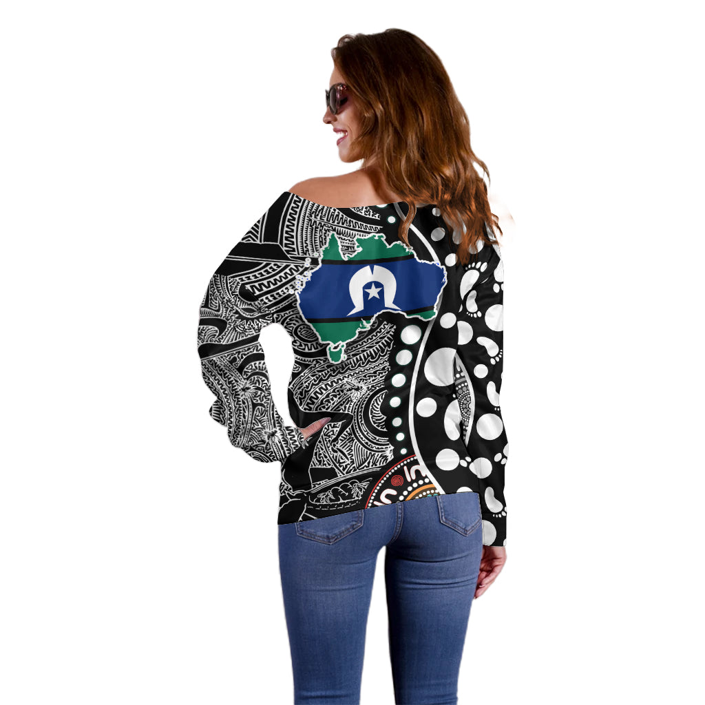 Torest Trait Islands Map Mix Aboriginal Pattern Off Shoulder Sweater