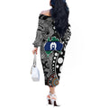 Torest Trait Islands Map Mix Aboriginal Pattern Off The Shoulder Long Sleeve Dress