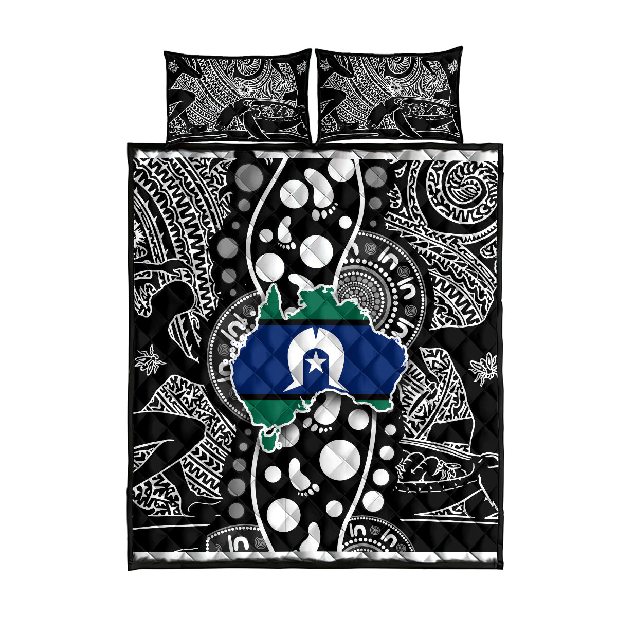 Torest Trait Islands Map Mix Aboriginal Pattern Quilt Bed Set