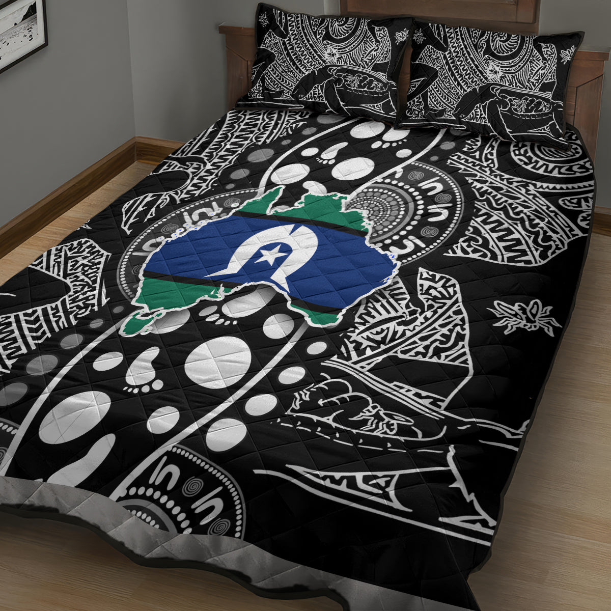 Torest Trait Islands Map Mix Aboriginal Pattern Quilt Bed Set