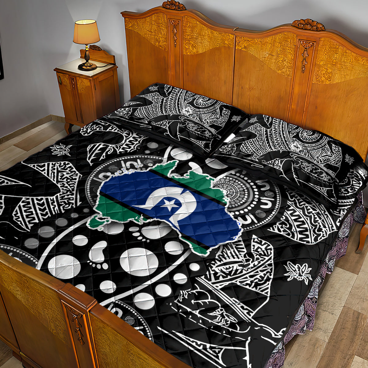 Torest Trait Islands Map Mix Aboriginal Pattern Quilt Bed Set