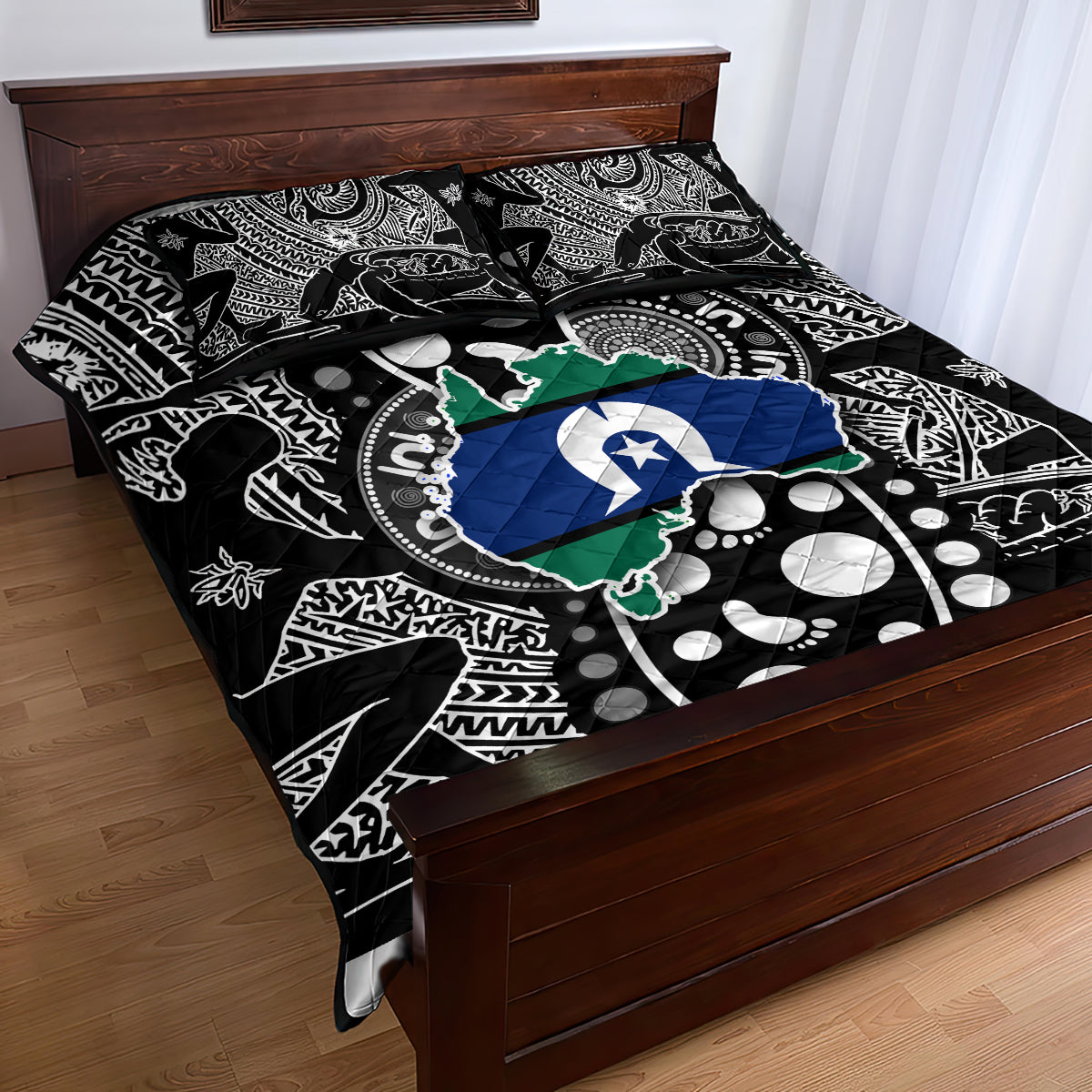 Torest Trait Islands Map Mix Aboriginal Pattern Quilt Bed Set