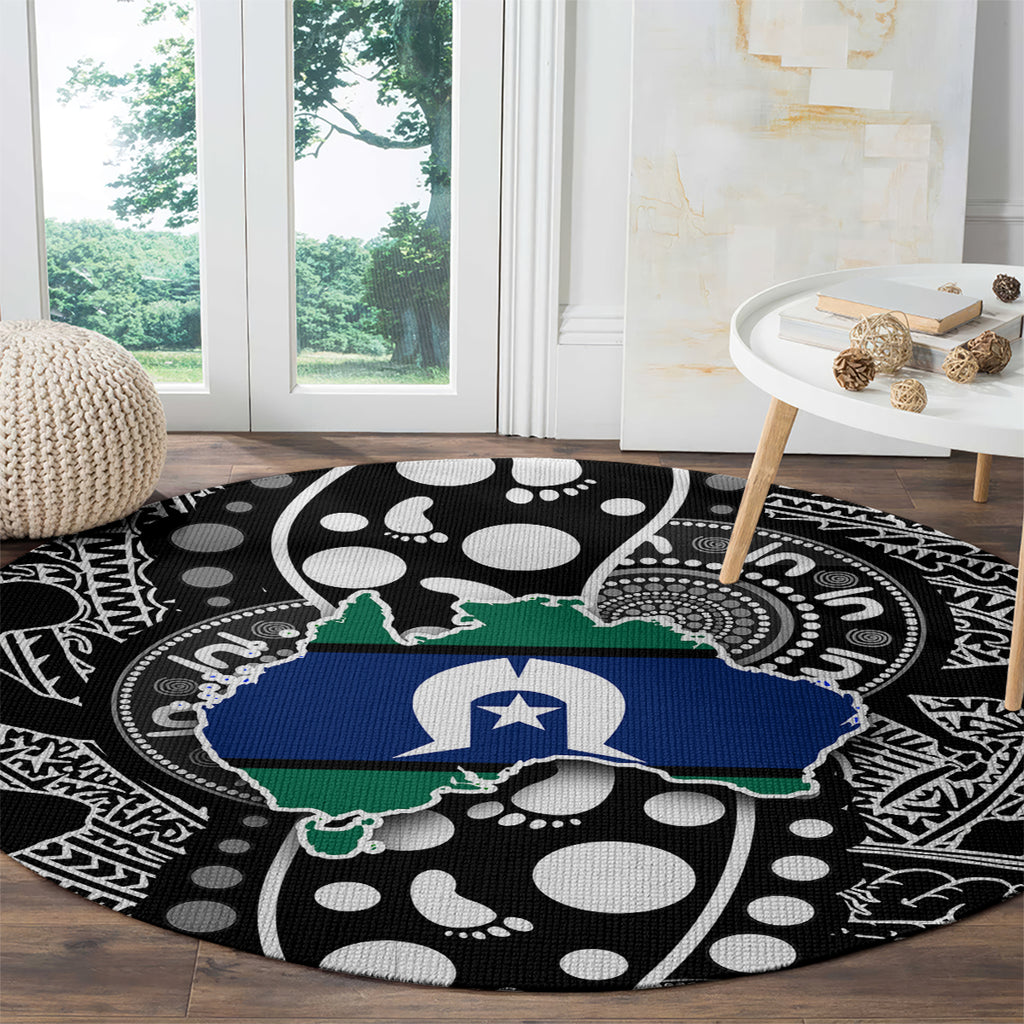 Torest Trait Islands Map Mix Aboriginal Pattern Round Carpet
