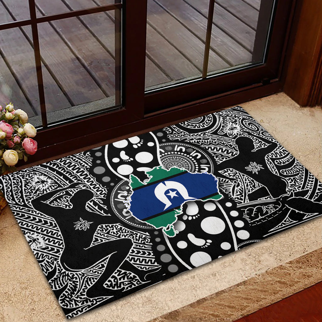 Torest Trait Islands Map Mix Aboriginal Pattern Rubber Doormat