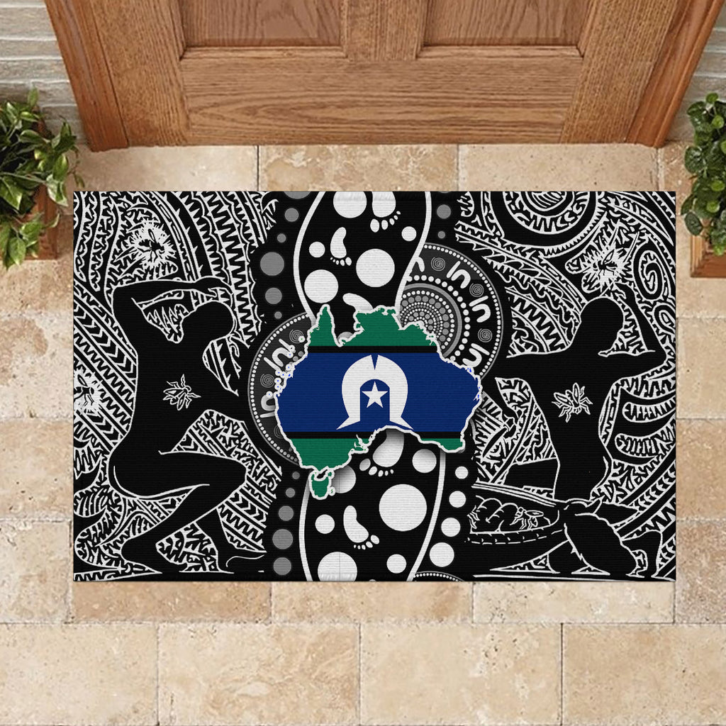 Torest Trait Islands Map Mix Aboriginal Pattern Rubber Doormat