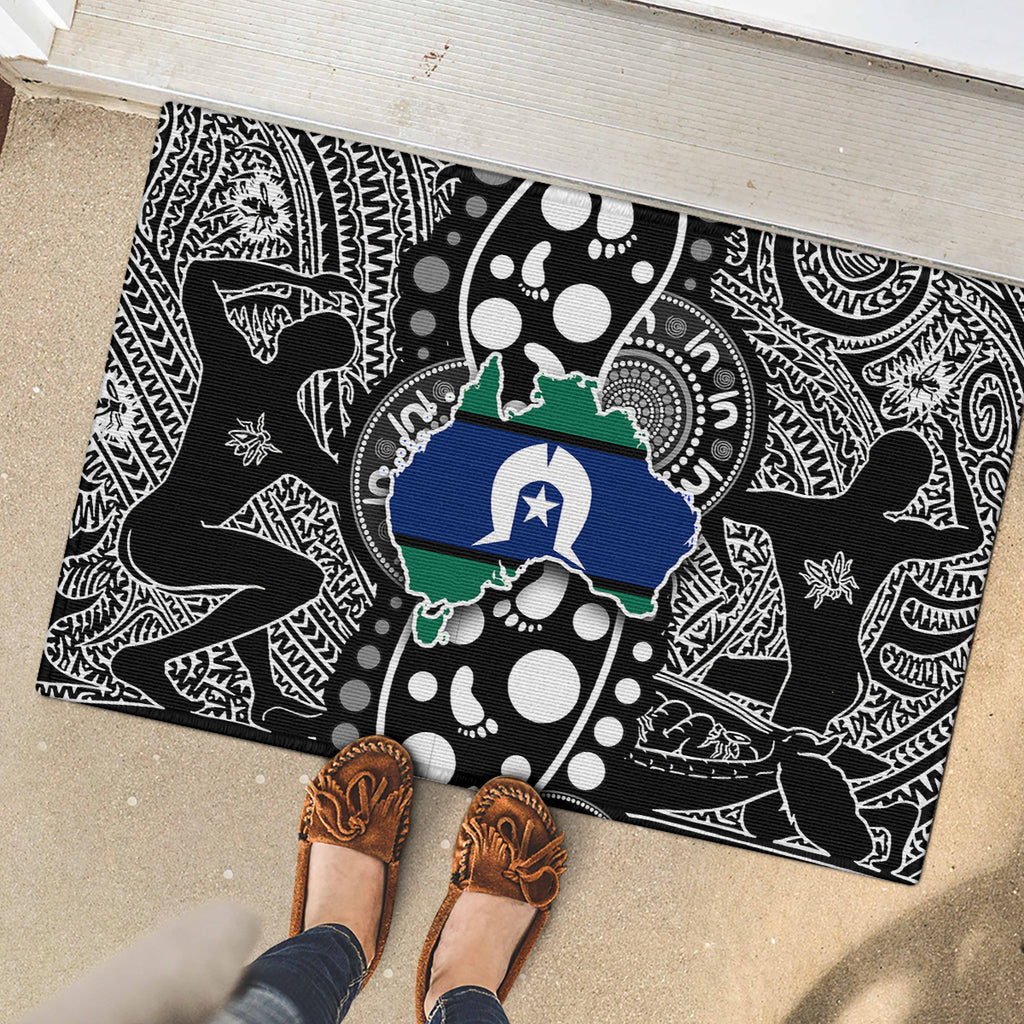 Torest Trait Islands Map Mix Aboriginal Pattern Rubber Doormat