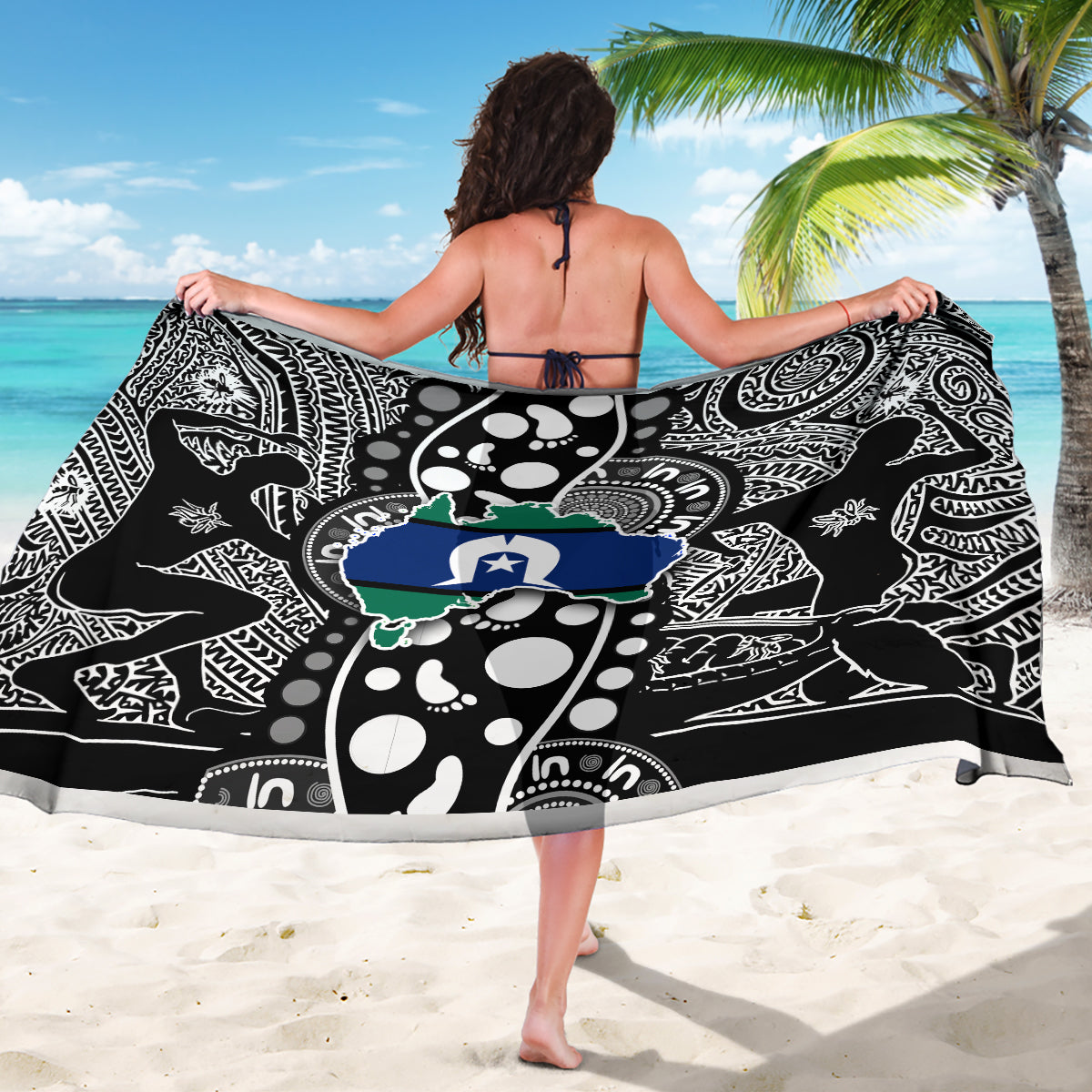 Torest Trait Islands Map Mix Aboriginal Pattern Sarong