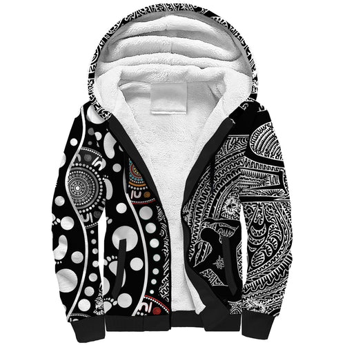 Torest Trait Islands Map Mix Aboriginal Pattern Sherpa Hoodie