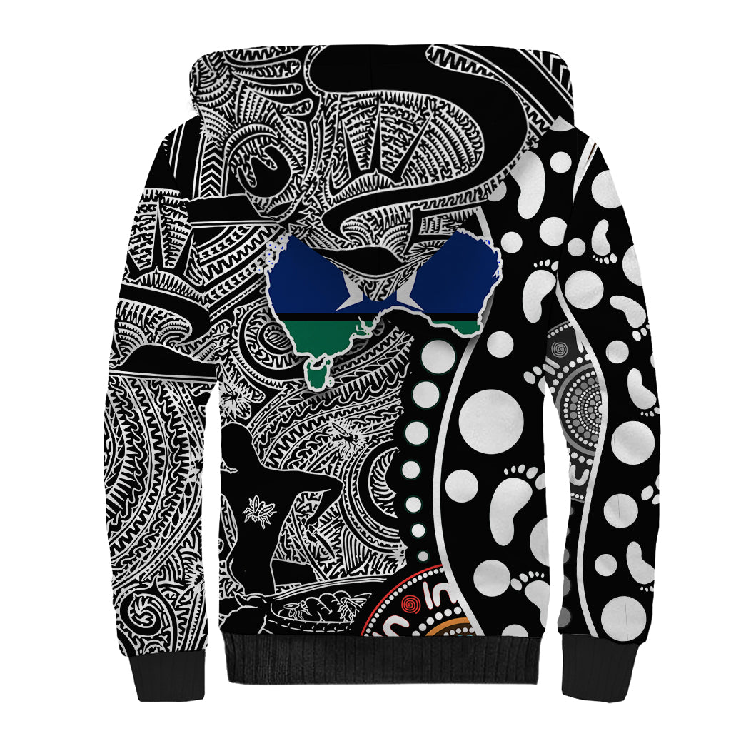 Torest Trait Islands Map Mix Aboriginal Pattern Sherpa Hoodie