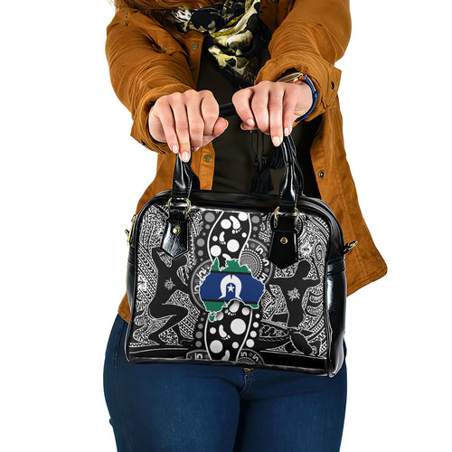 Torest Trait Islands Map Mix Aboriginal Pattern Shoulder Handbag