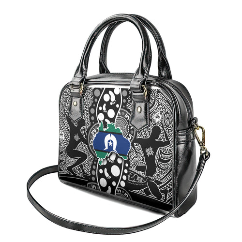 Torest Trait Islands Map Mix Aboriginal Pattern Shoulder Handbag
