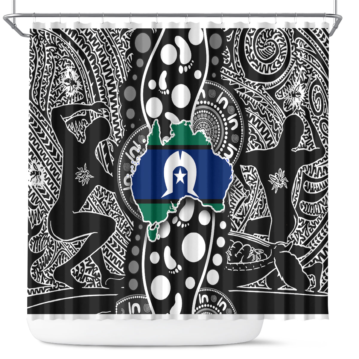 Torest Trait Islands Map Mix Aboriginal Pattern Shower Curtain