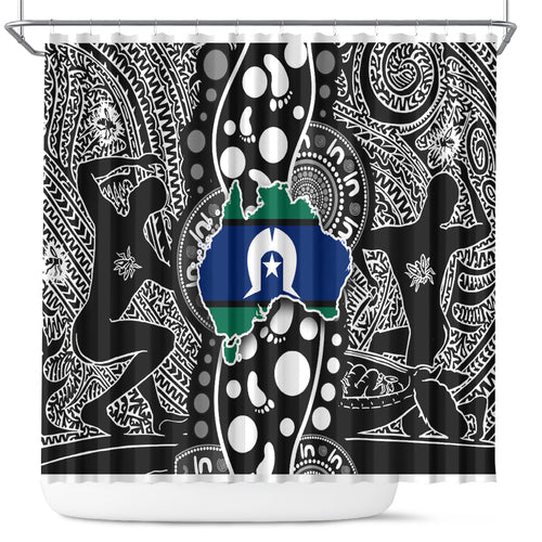 Torest Trait Islands Map Mix Aboriginal Pattern Shower Curtain