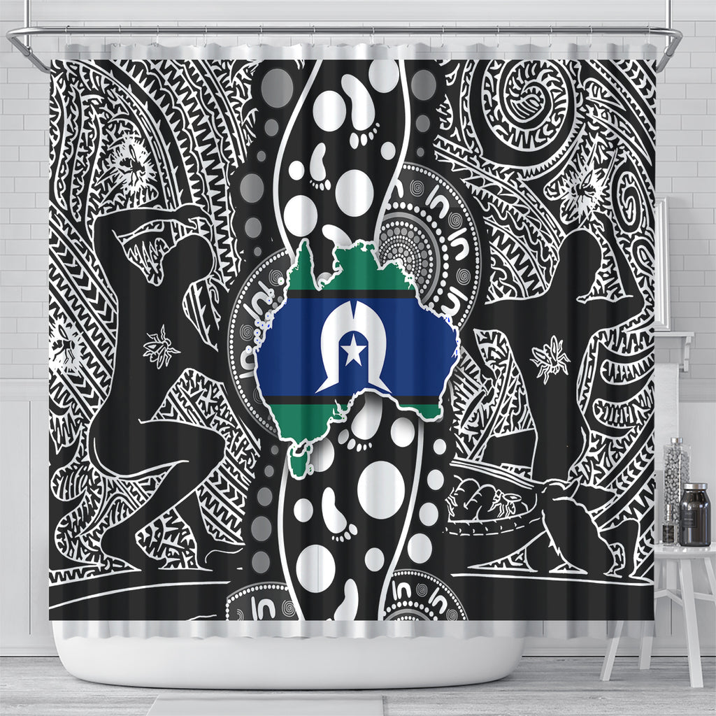 Torest Trait Islands Map Mix Aboriginal Pattern Shower Curtain
