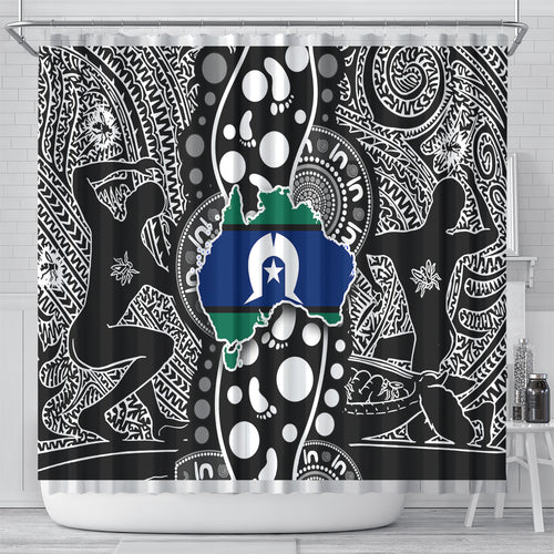 Torest Trait Islands Map Mix Aboriginal Pattern Shower Curtain