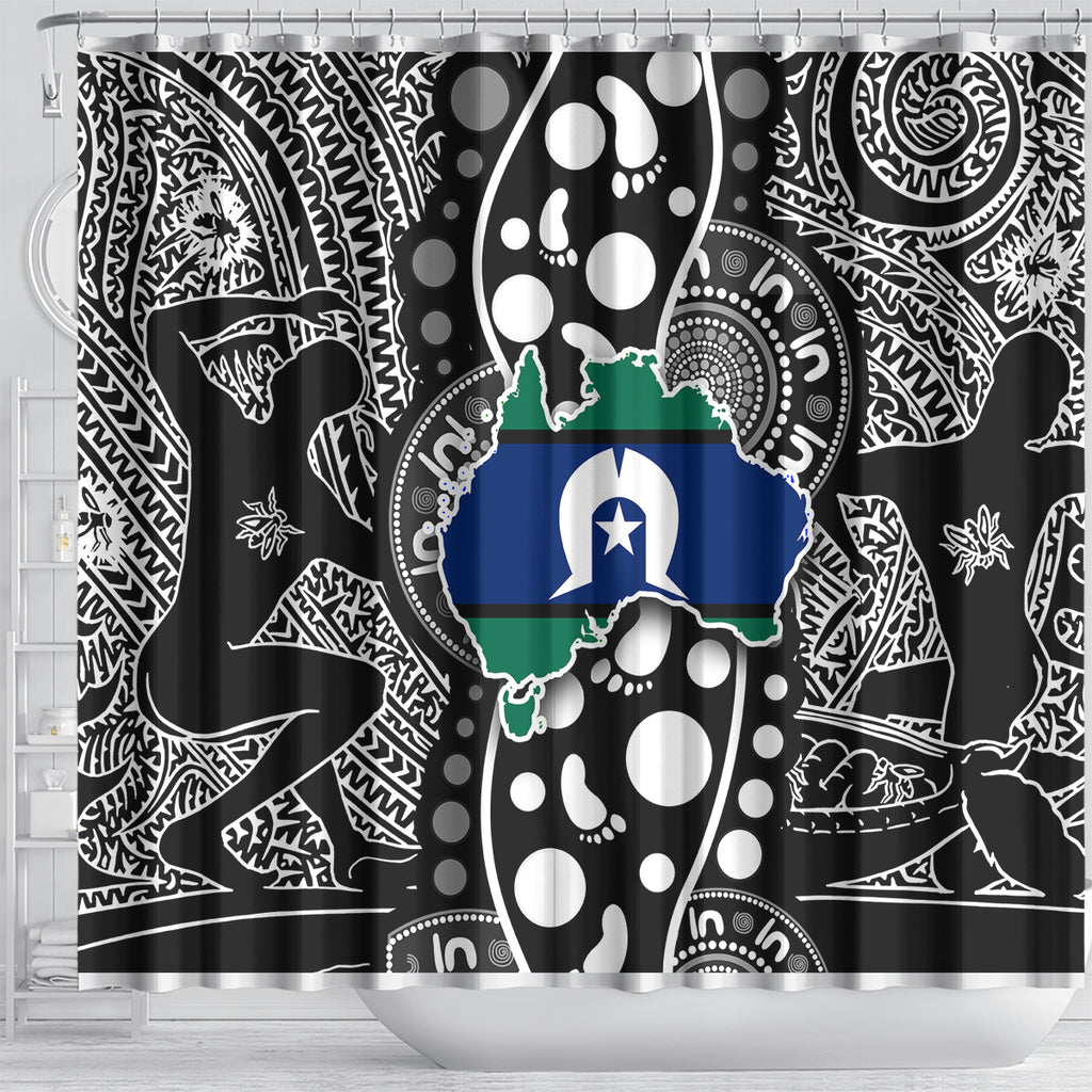 Torest Trait Islands Map Mix Aboriginal Pattern Shower Curtain