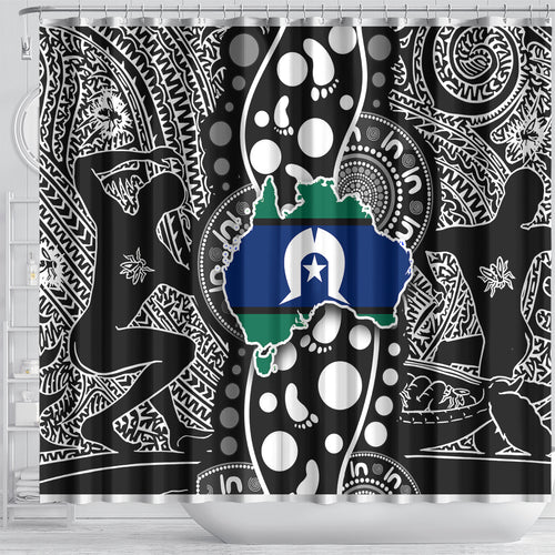 Torest Trait Islands Map Mix Aboriginal Pattern Shower Curtain