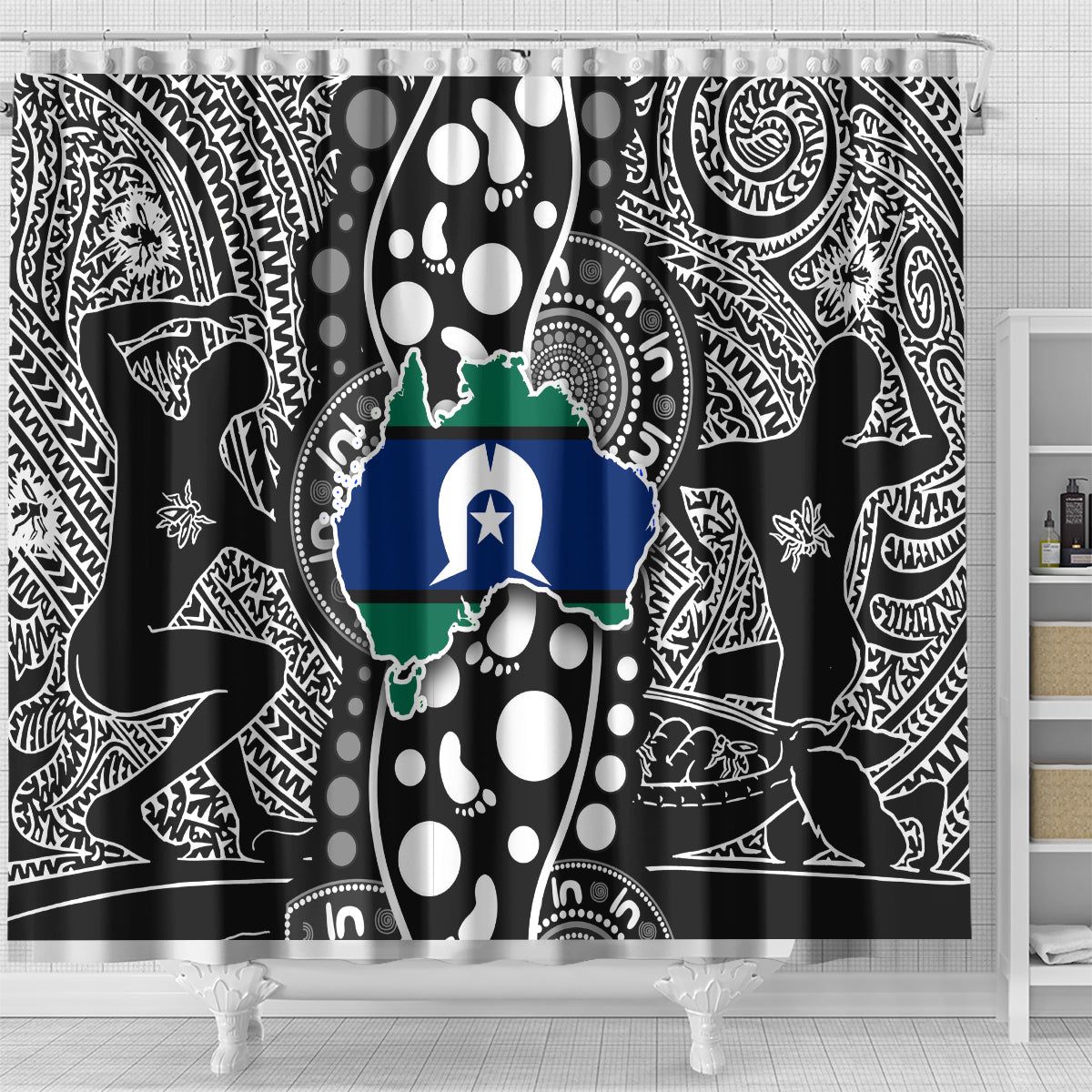 Torest Trait Islands Map Mix Aboriginal Pattern Shower Curtain