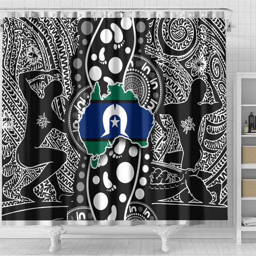 Torest Trait Islands Map Mix Aboriginal Pattern Shower Curtain