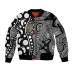 Torest Trait Islands Map Mix Aboriginal Pattern Sleeve Zip Bomber Jacket