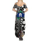 Torest Trait Islands Map Mix Aboriginal Pattern Summer Maxi Dress