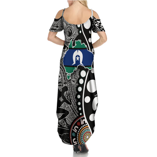 Torest Trait Islands Map Mix Aboriginal Pattern Summer Maxi Dress